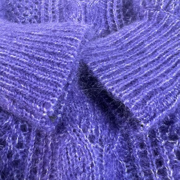 La Maille Sézane XS Cable Knit Sweater In Blue Mohair & Wool XS - Picture 10 of 13